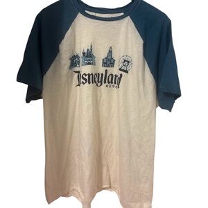 Disneyland Resort Baseball Raglan Tee Vintage Unisex Size XXL Blue Sleeves